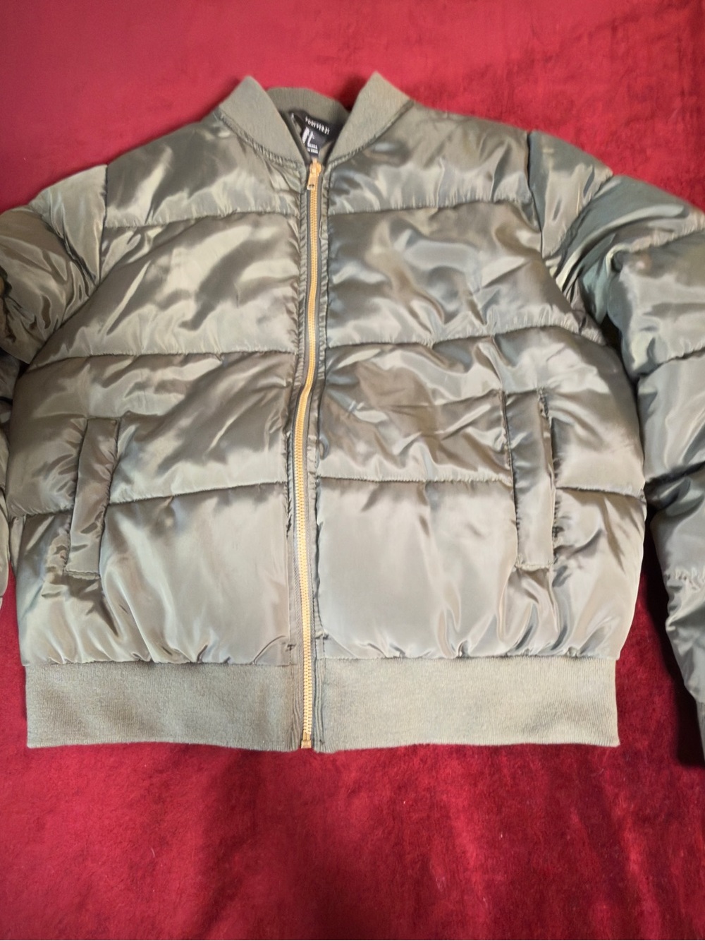 Forever 21 Women’s Olive Green Puffer Jacket Sz S